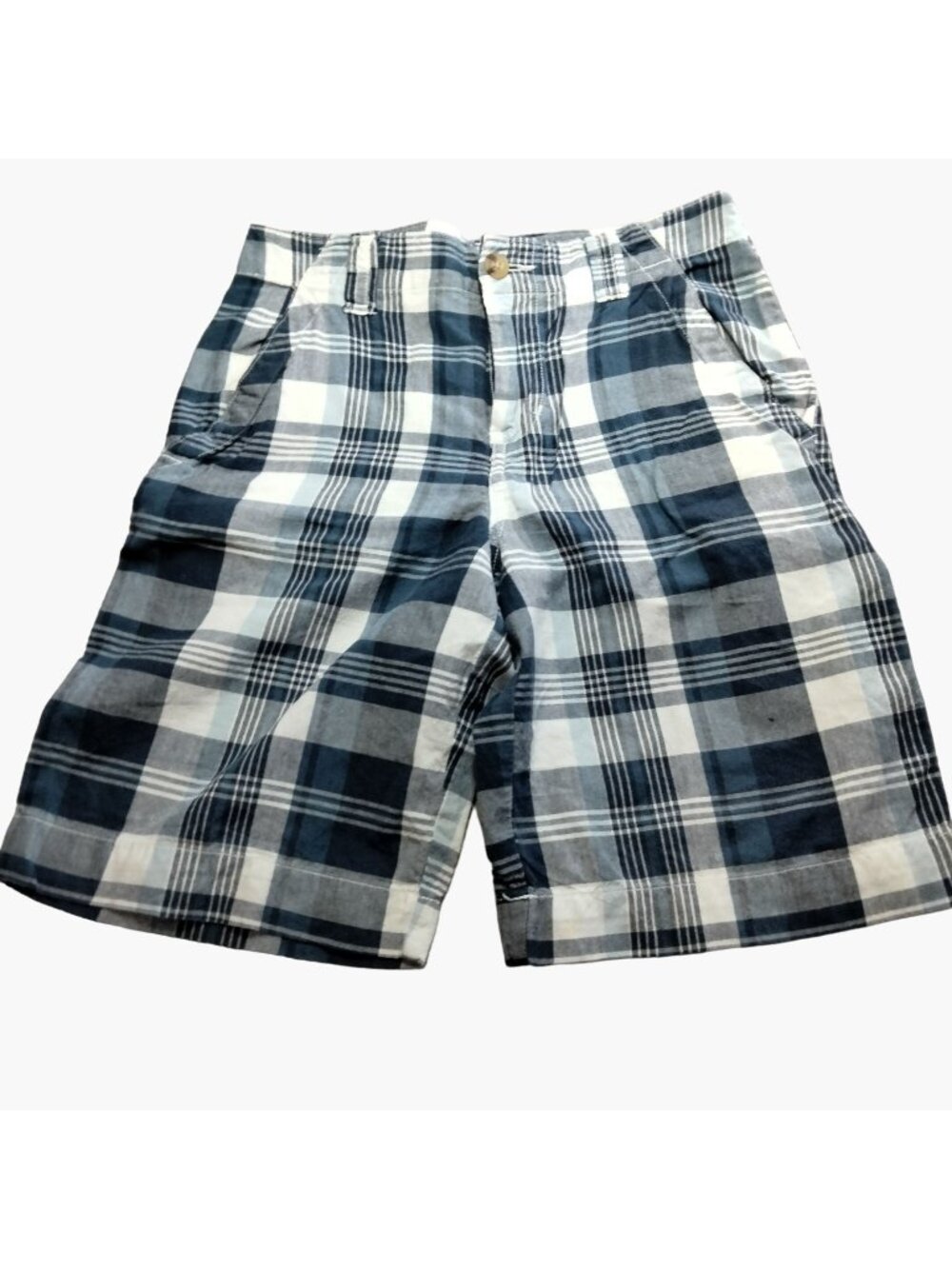 Chaps Shorts Boys 10 Blue White Plaid Summer Preppy